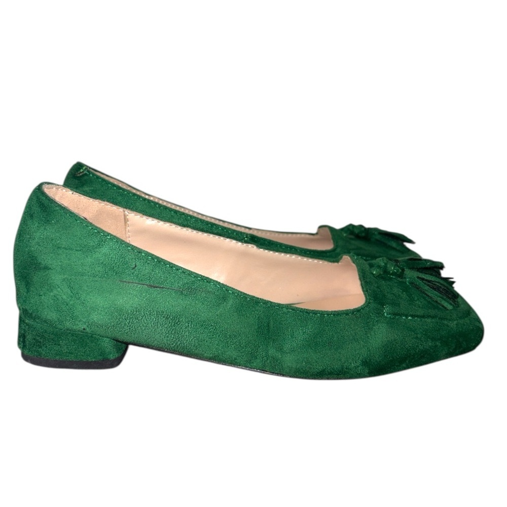 YDN Green Tassel Fringed Square Toe Loafer Pumps Low Block Heel Women’s Size 6 - Picture 2 of 9
